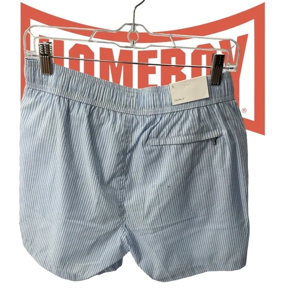 Onia Sky Blue Striped Athletic Shorts